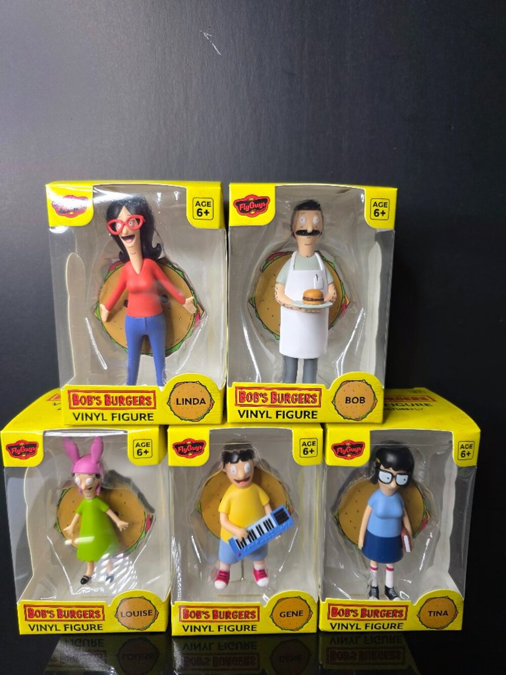FlyGuys Bob's Burgers Vinyl Figure Complete Set of 5 Bob Linda Tina Gene Louise